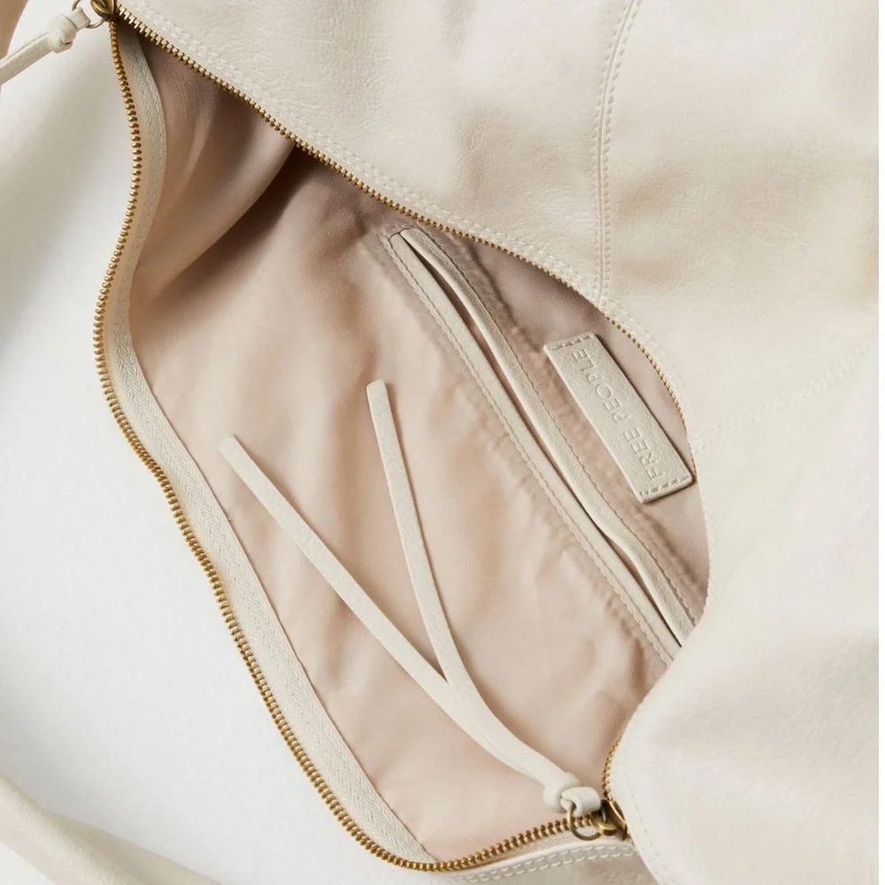 Free People Neutral Cream Slouch Hobo Bag